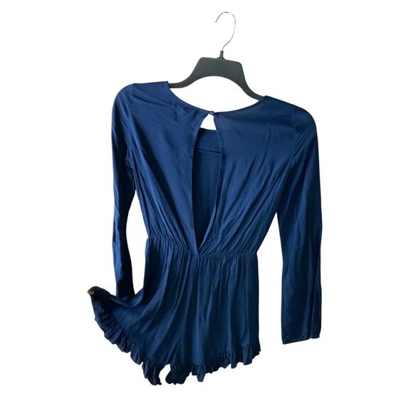 Altard State Romper  Womens M Lace Neck Elastic Waist Ruffle Keyhole Back Casual - Picture 6 of 8